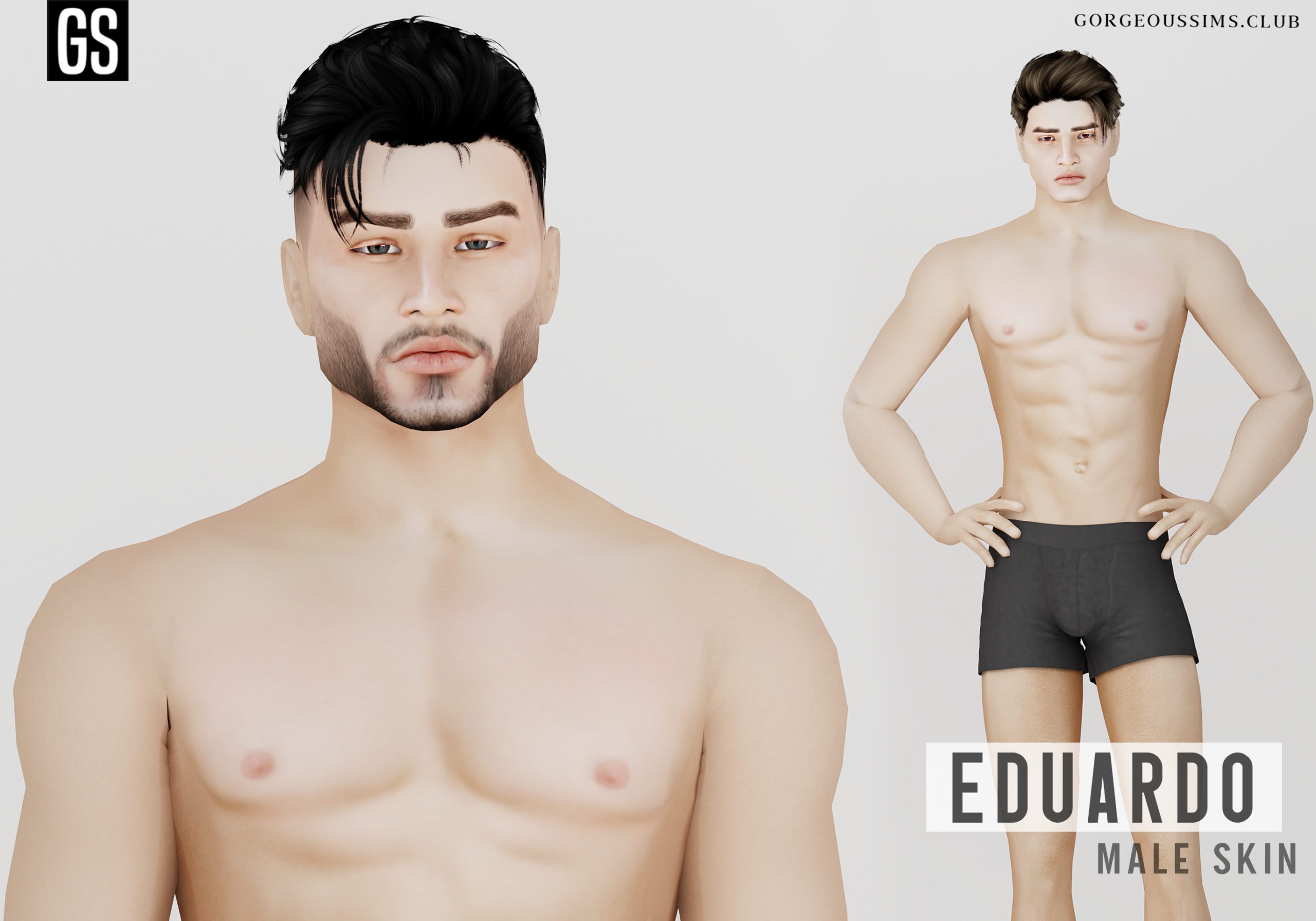 Male muscular realistic skinton Edward - Sims 4 Mod Download Free